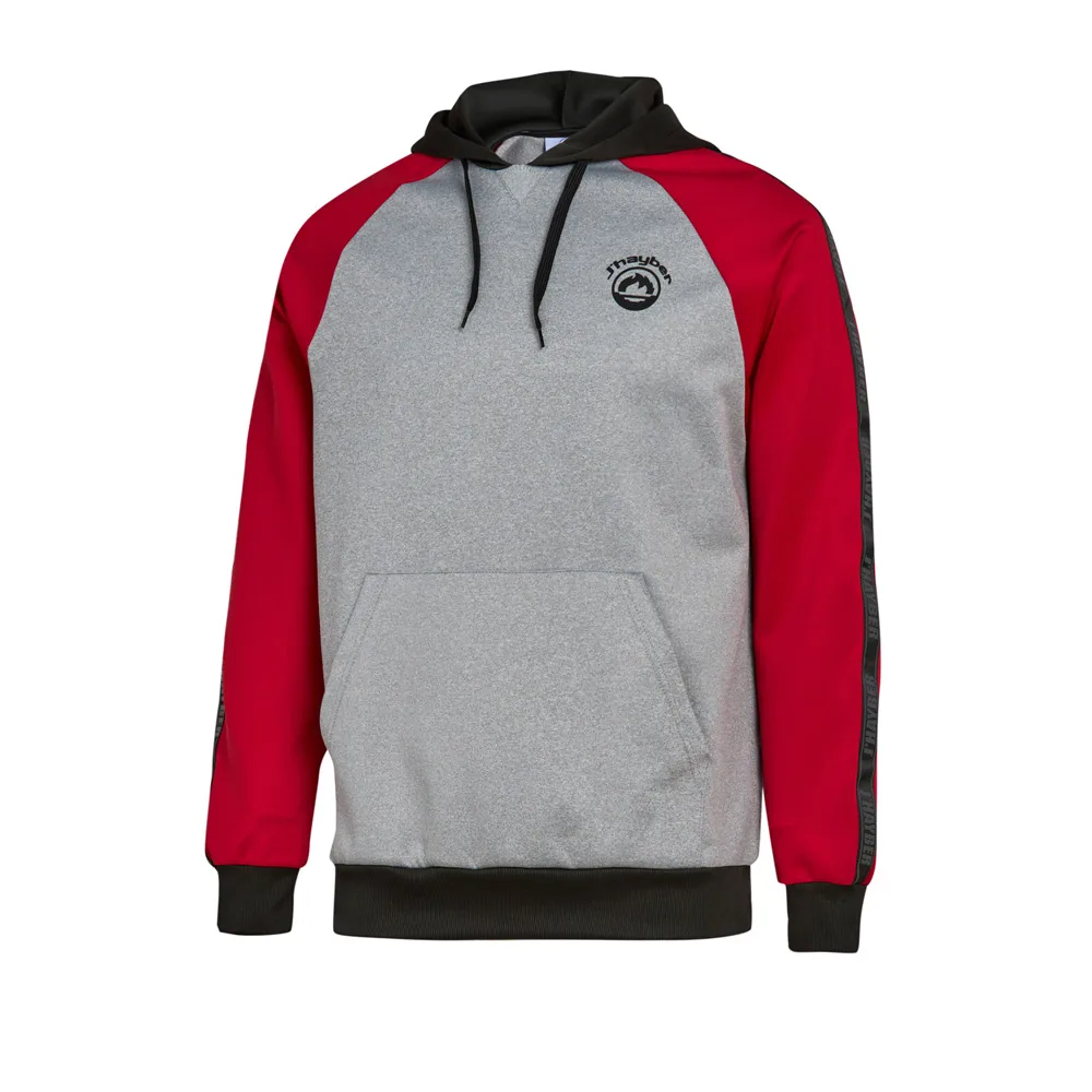 sudadera con capucha roja y gris. Para hombre. Marca Jhayber.