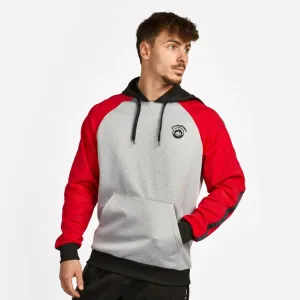 sudadera con capucha roja y gris. Para hombre. Marca Jhayber.